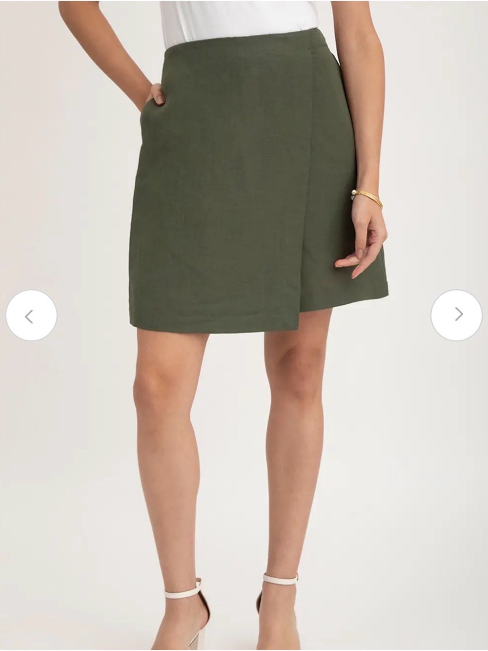 Classic Olive Green Wrap-Front Women's Skort